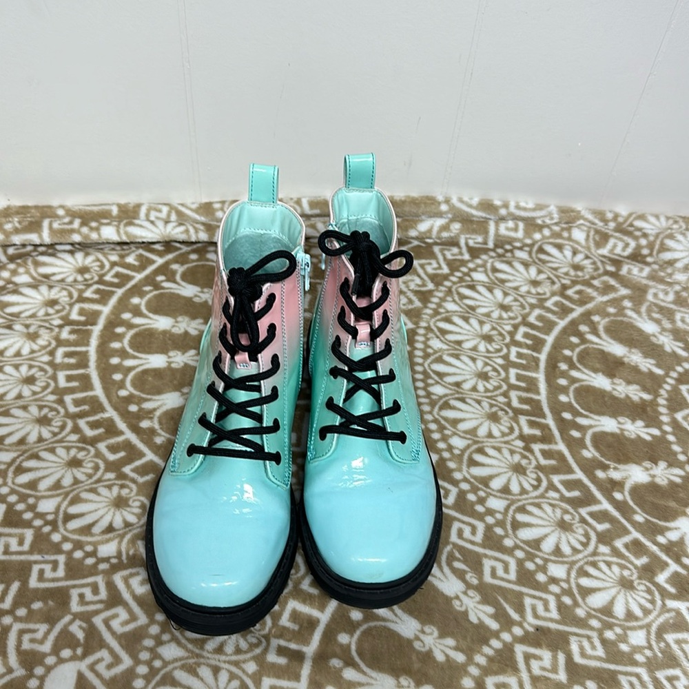 Art Class Aqua and Pink Combat Boots